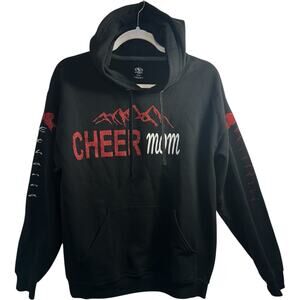 Glitter Cheer Mom Hoodie Cheerleader Spell Out Pullover SZ M Biggest Fan Sporty